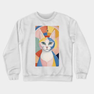 Hilma's Whimsical Catopia: Abstract Feline Harmony Crewneck Sweatshirt